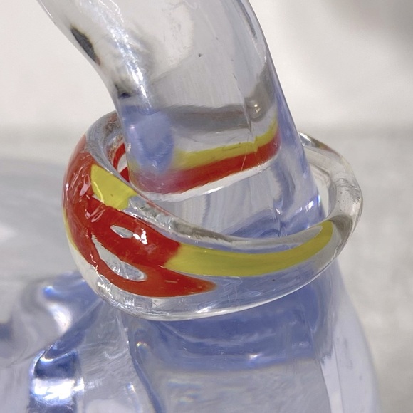 Vintage Art Glass Handmade Red Yellow Band Ring - Picture 3 of 11